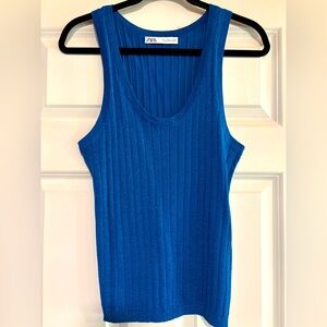Zara Ribbed MetallicTank Top, size Large